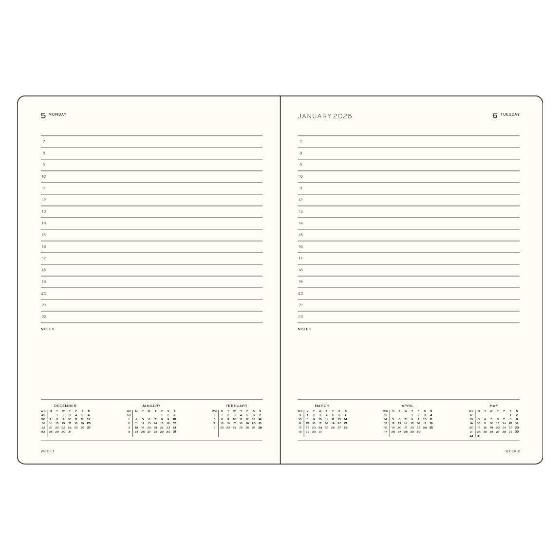 Leuchtturm1917 Planner 2027 - 12M Günlük Planner Master A4 2027 İngilizce Black 400323