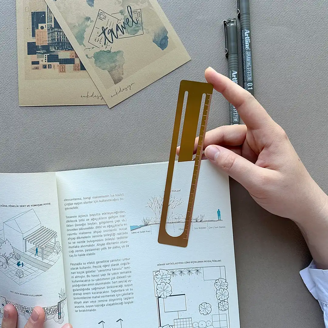 Euk Design Pirinç Kitap Ayracı Cetvel