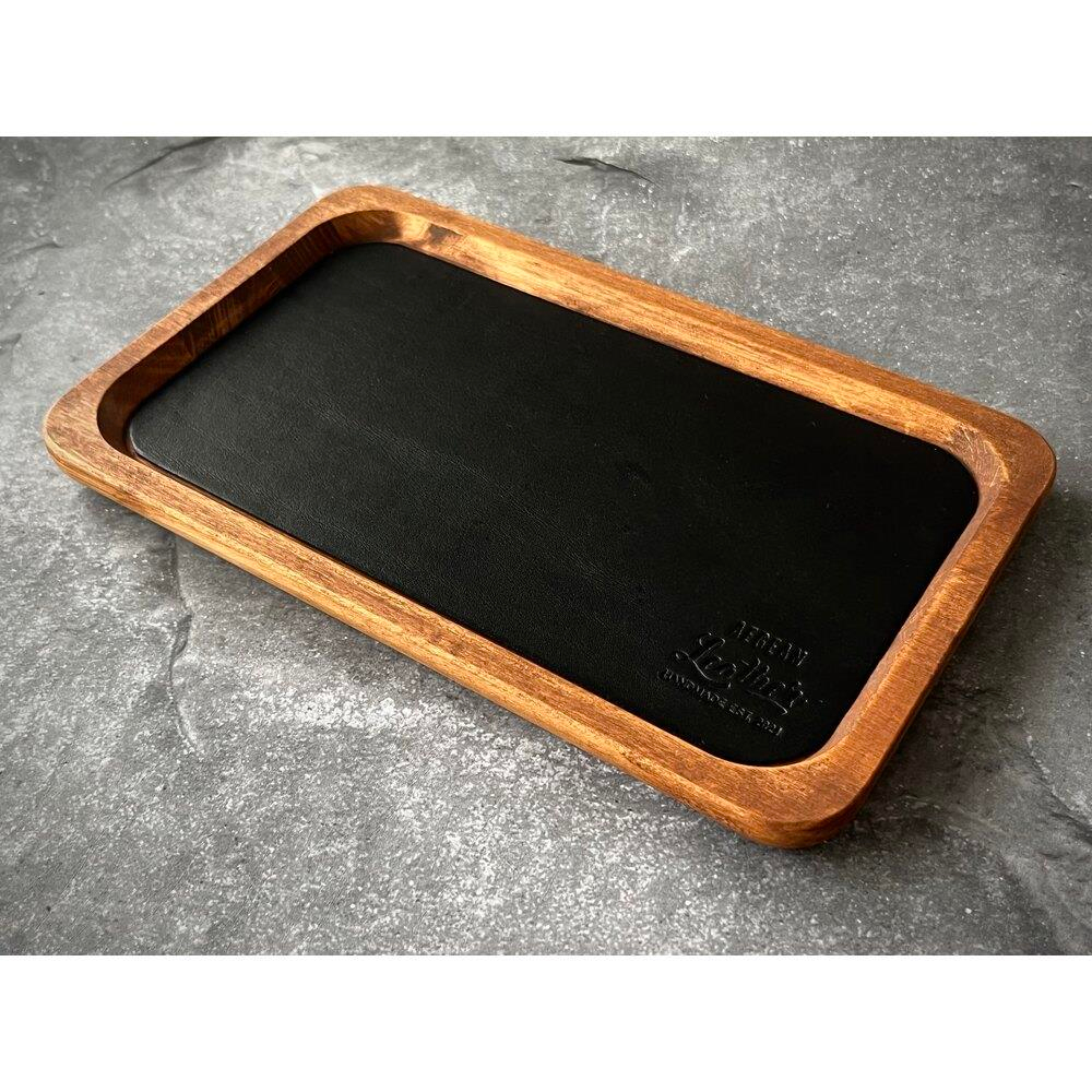 Aegan Leather Kayın Ağacı Kalem Tepsisi Siyah