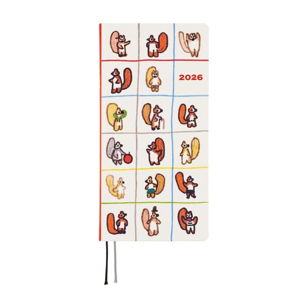 Hobonichi Ajanda Techo Weeks - English - 100%ORANGE: Squirrel’s Moving Day - 2026 Jan Start