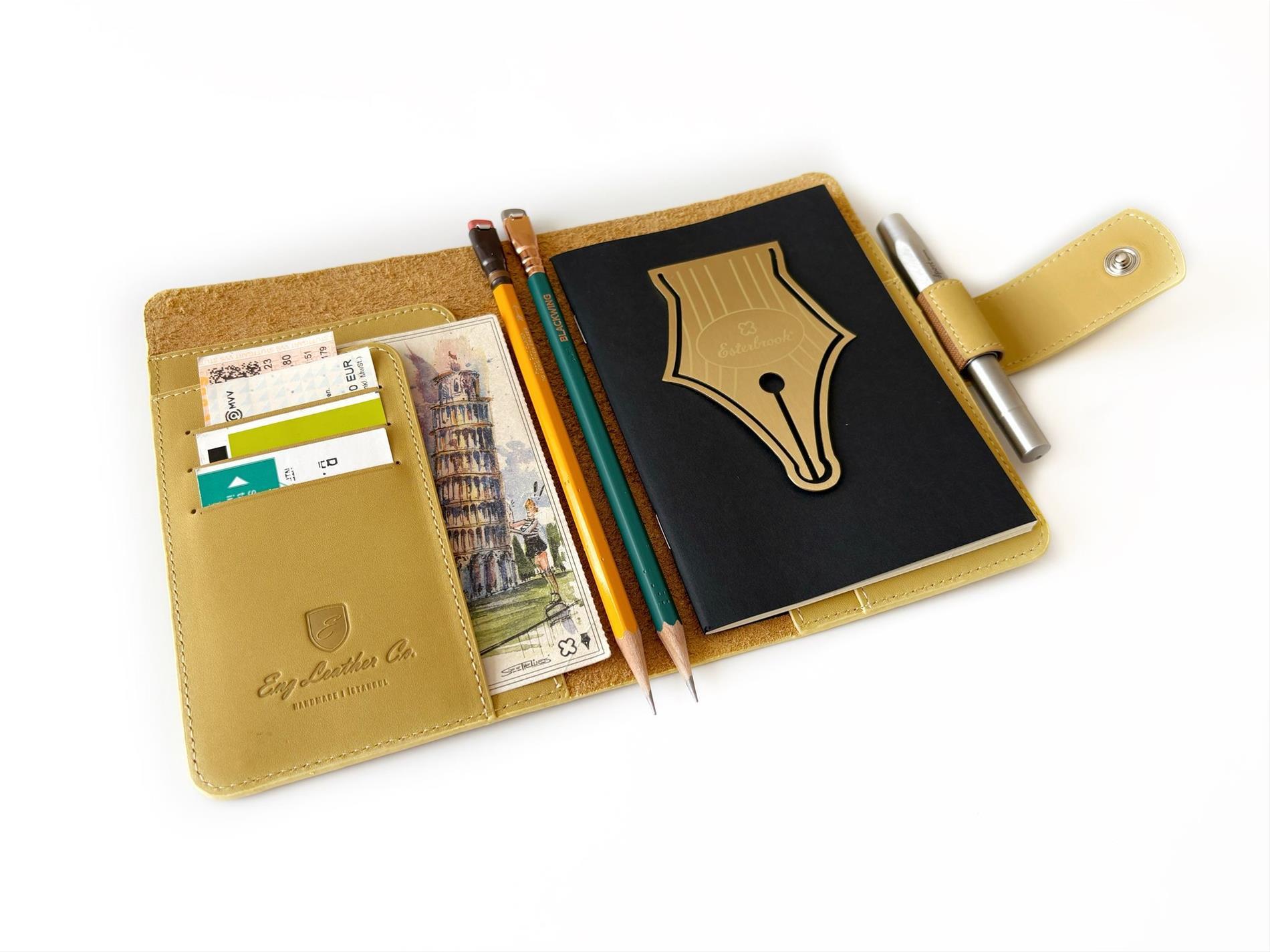 Eng Leather A6 Ebatlı Deri Defter Kılıfı ve Organizer - Sun Flower