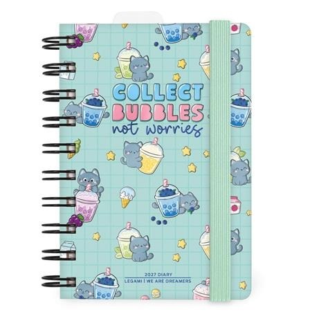 Legami 12 Aylık Ajanda 2027 - Kedi - Bubble Tea - Küçük - Günlük Spiral Ciltli AG2712146