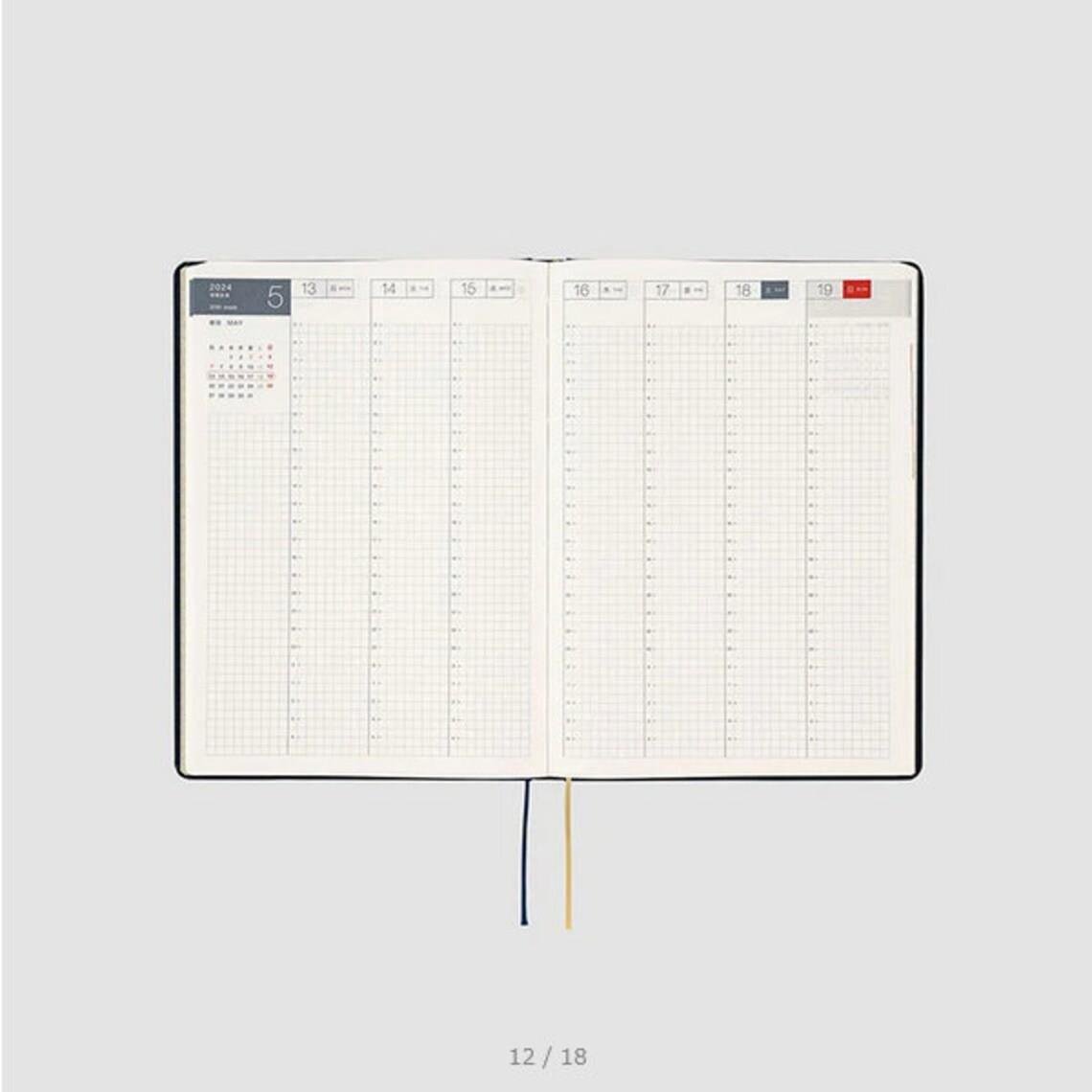 Hobonichi Techo 2024 Slash (Black) HON / A5 Size / Daily / Jan start / Mon start - Japanese Edition