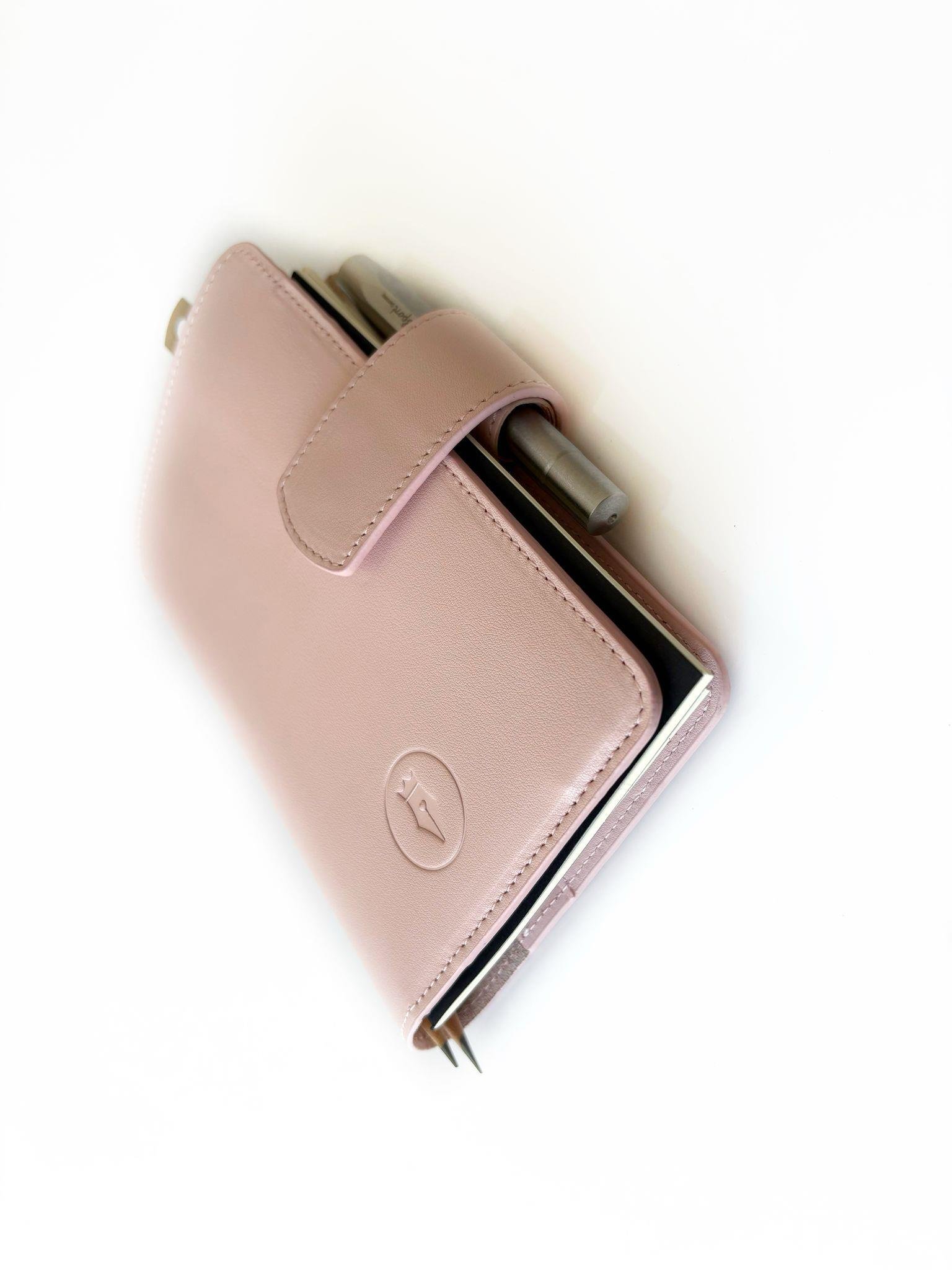 Eng Leather A6 Ebatlı Deri Defter Kılıfı ve Organizer - Baby Pink