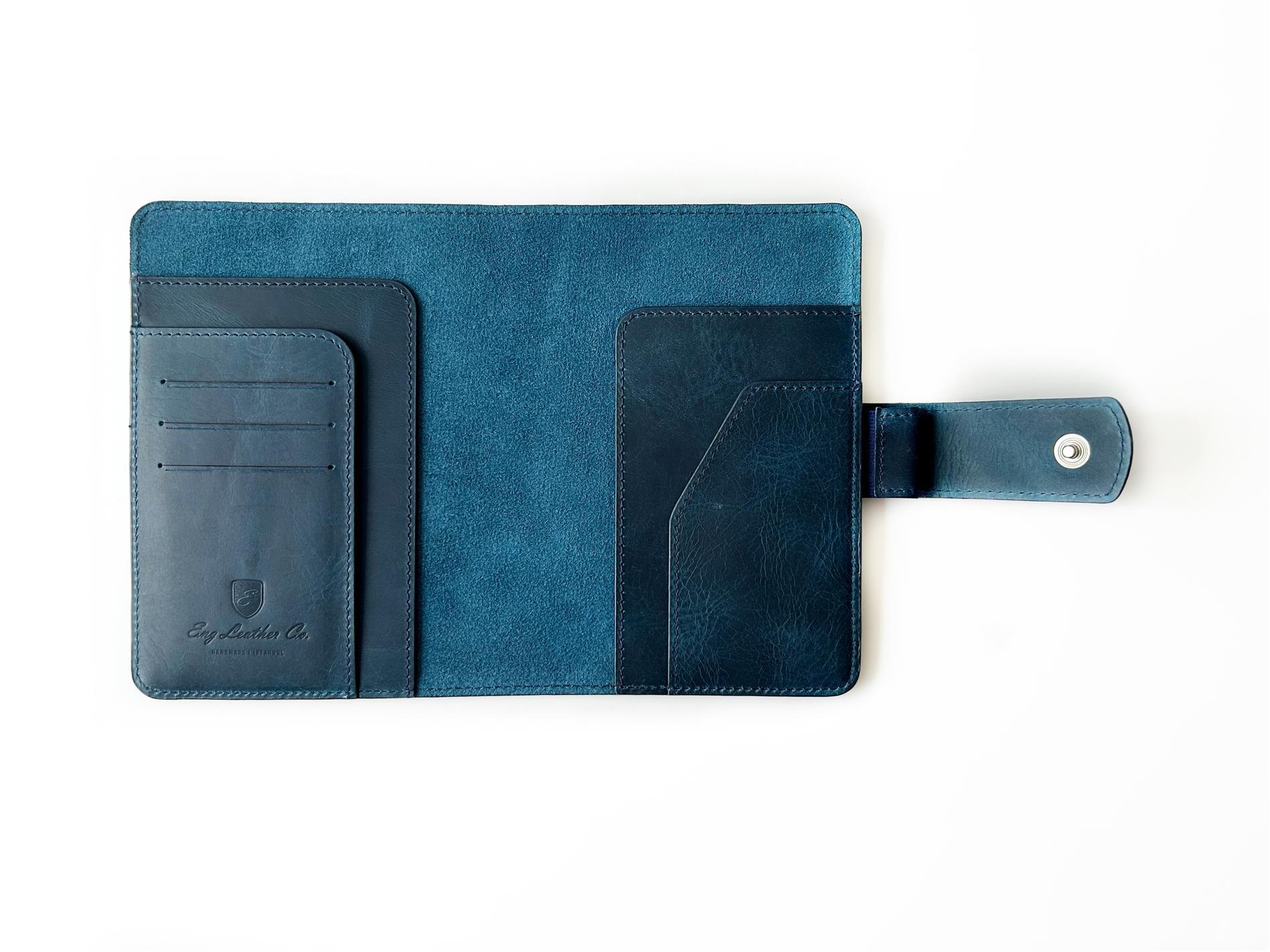 Eng Leather Ocean Blue A6 Ebatlı Deri Defter Kılıfı ve Organizer