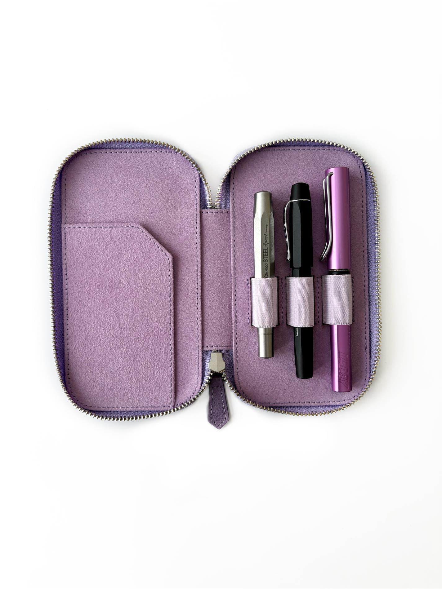 Eng Leather Light Lavender 3'lü Deri Kalem Kılıfı