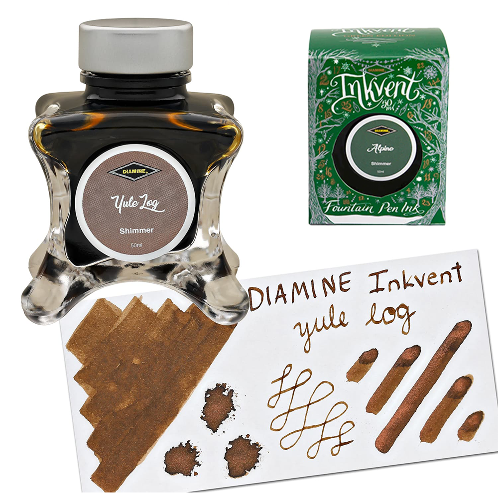 Diamine Inkvent  Green Edition Shimmer Collection Şişe Mürekkep 50ml Yule Log