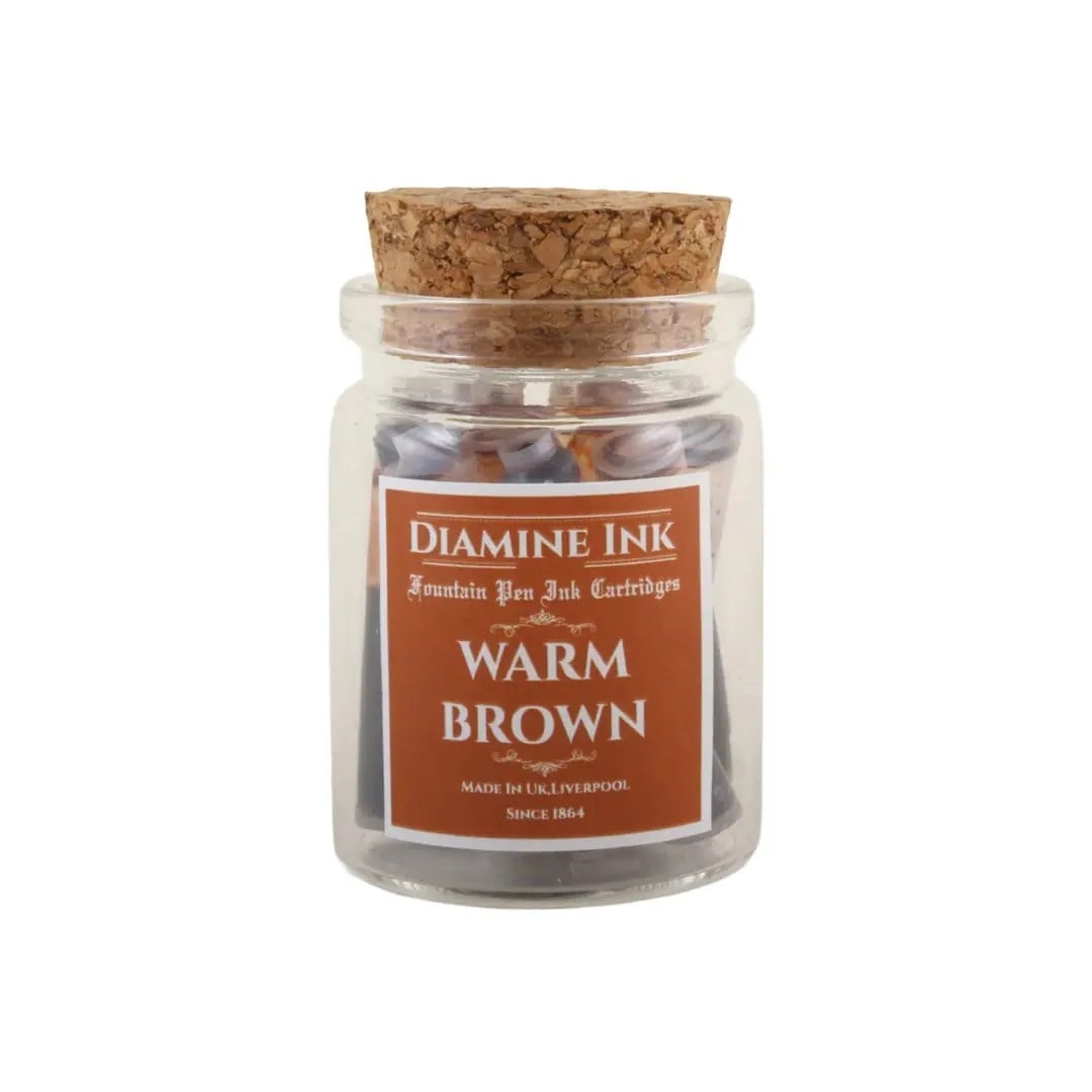 Diamine Mantar Kapak Cam Şişe 12'li Kartuş Seti Warm Brown