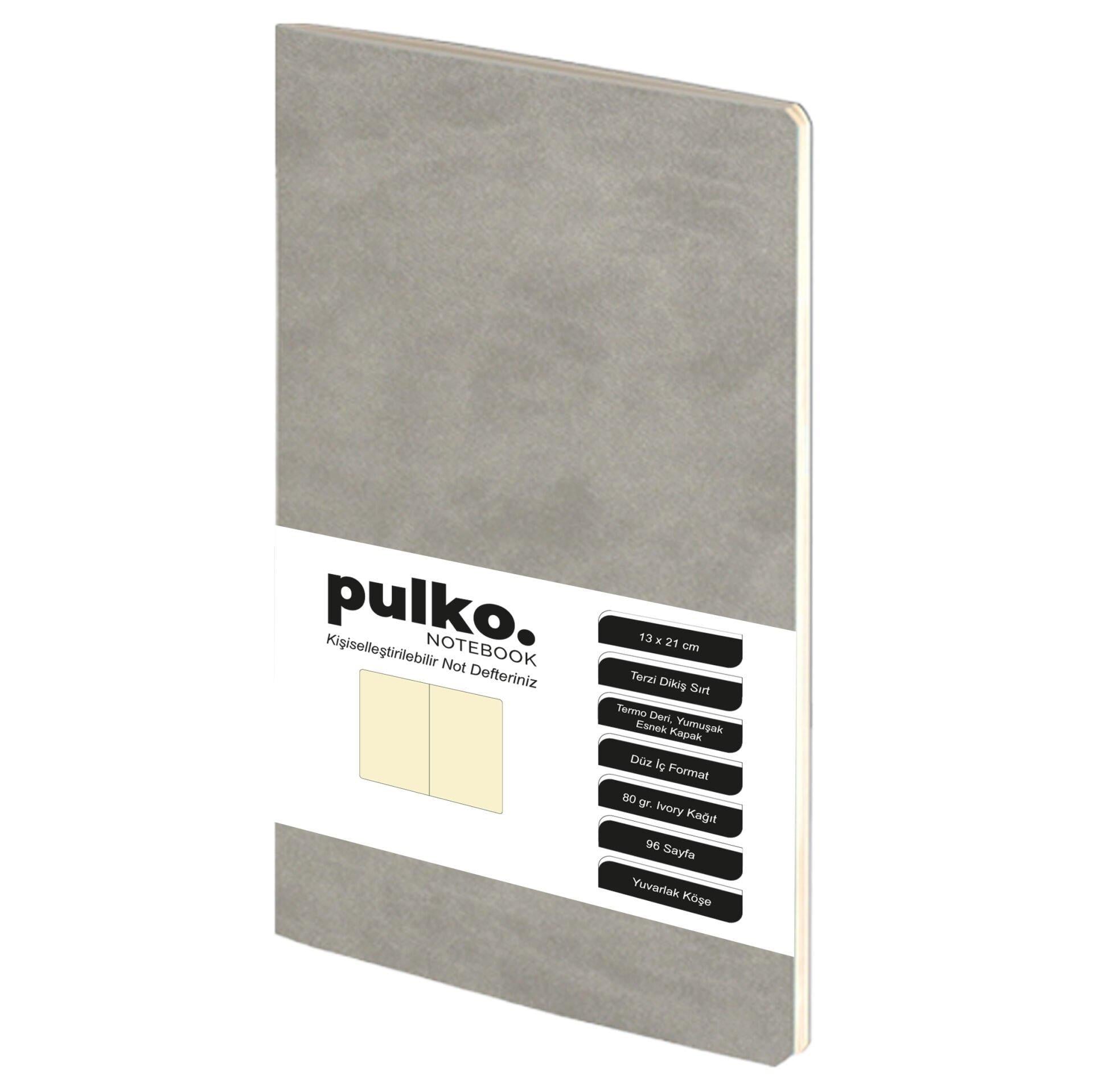 Pulko Terzi Dikiş 13x21 cm Çizgisiz Defter Gri