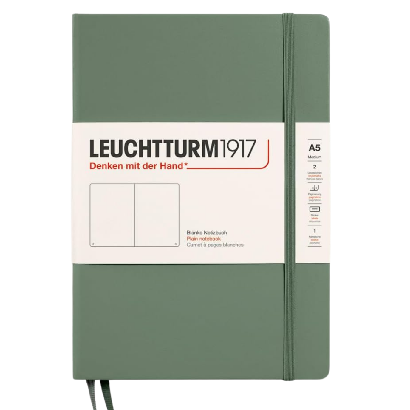Leuchtturm1917 Not Defteri Orta Boy (A5), Sert Kapak, 251 Numaralandırılmış Sayfa, Düz, Olive 365488