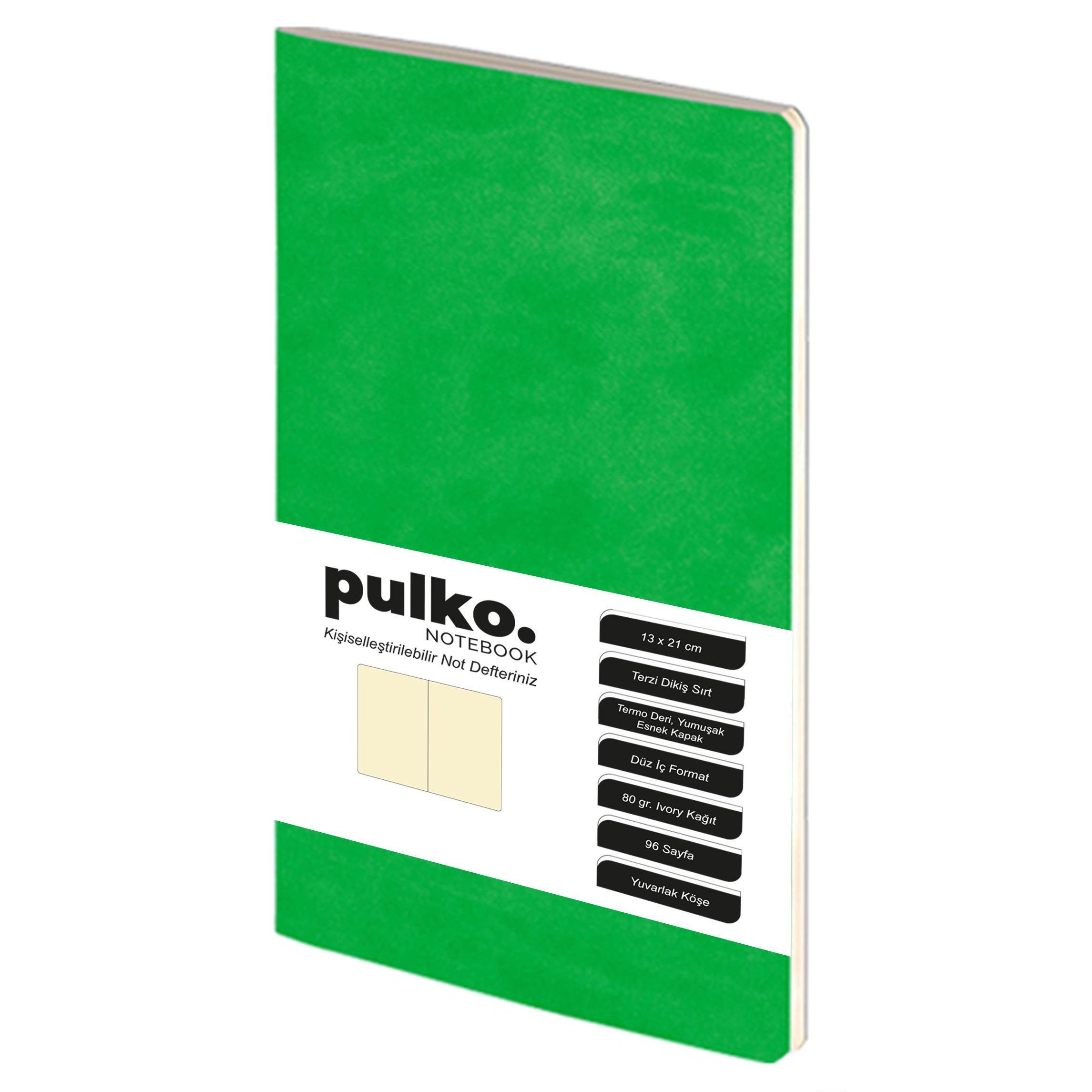 Pulko Terzi Dikiş 13x21 cm Çizgisiz 80 gr Ivory Defter Yeşil