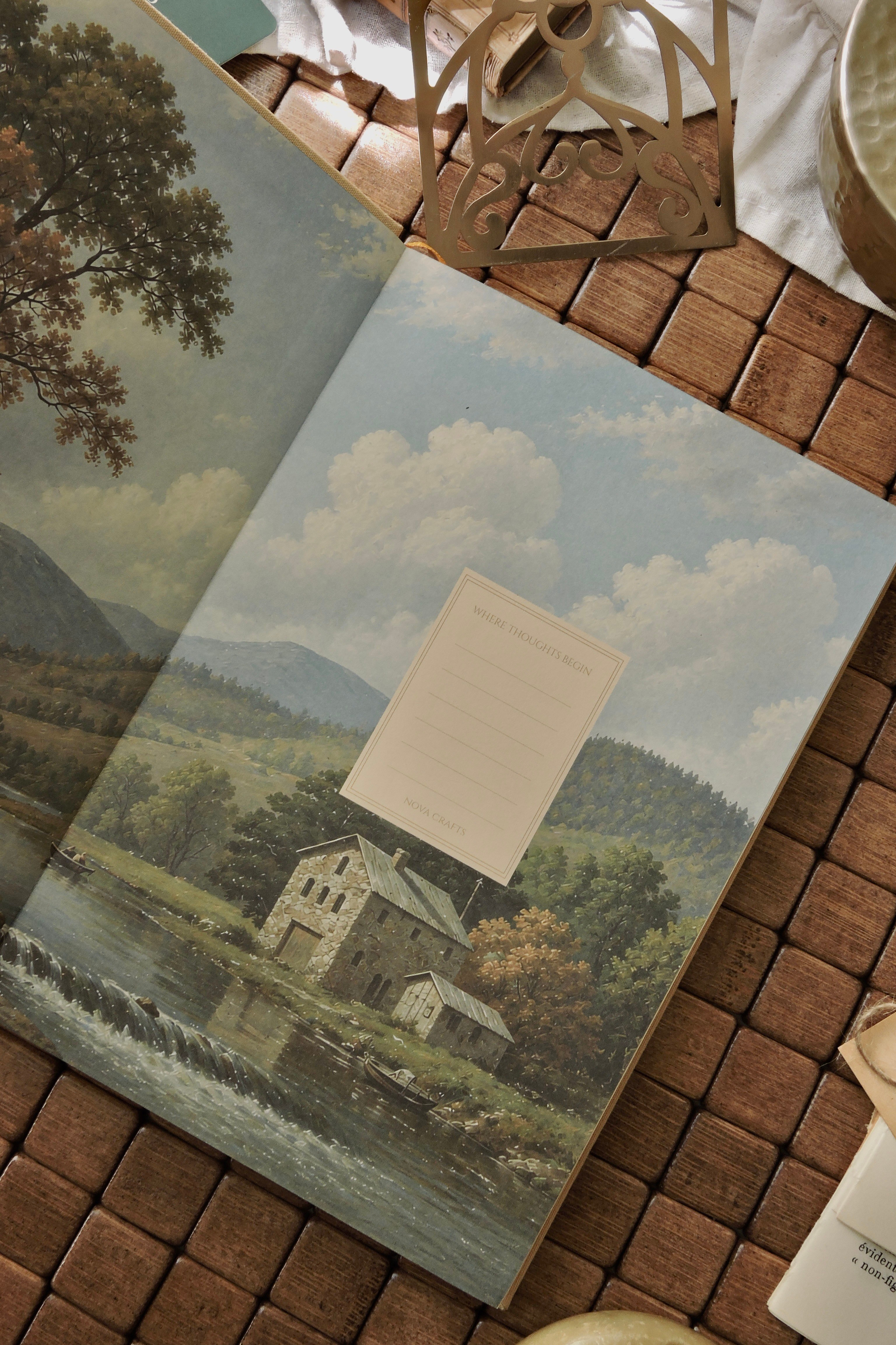 Nova Crafts Keten Journal Yaldız Kenar Çizgili Defter 17x24 cm. 110 gr. Ivory 200 sy. Cream