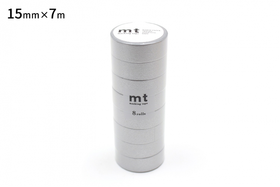 Kamo-i Masking Washi Tape 15mm×7m×8 Rolls Silver