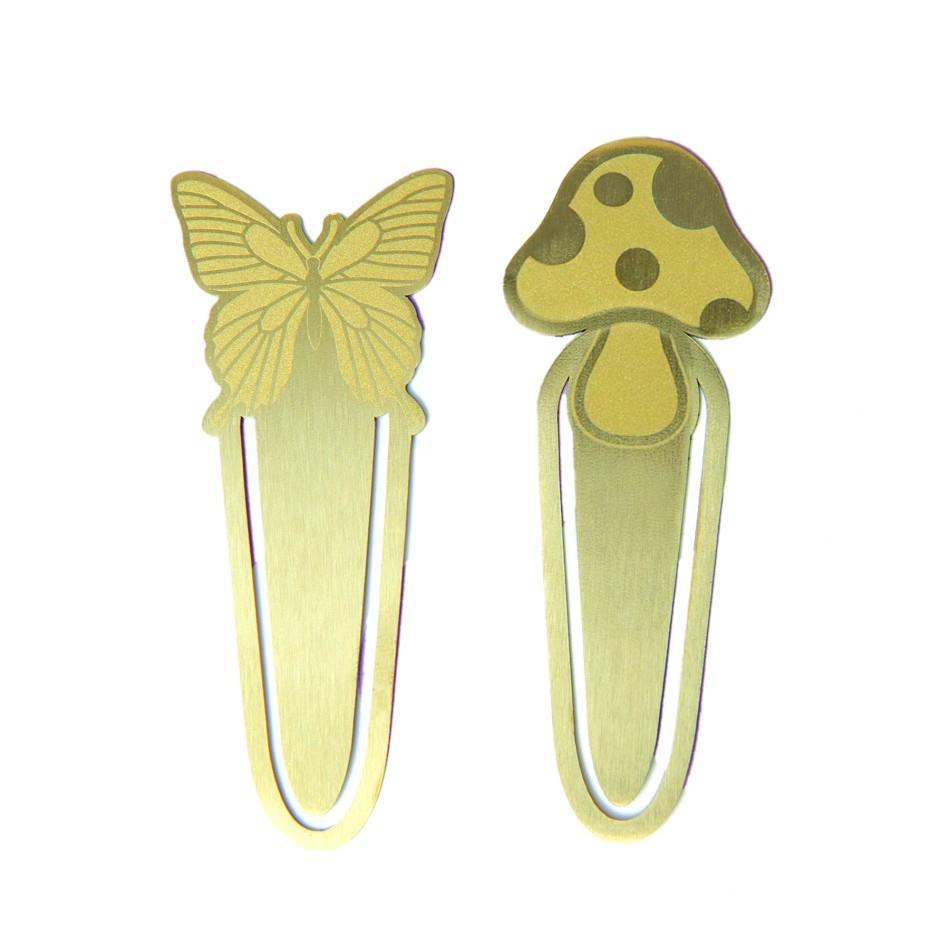 DesignWorks İkili Metal Kitap Ayracı Seti Mushrooms + Butterfly