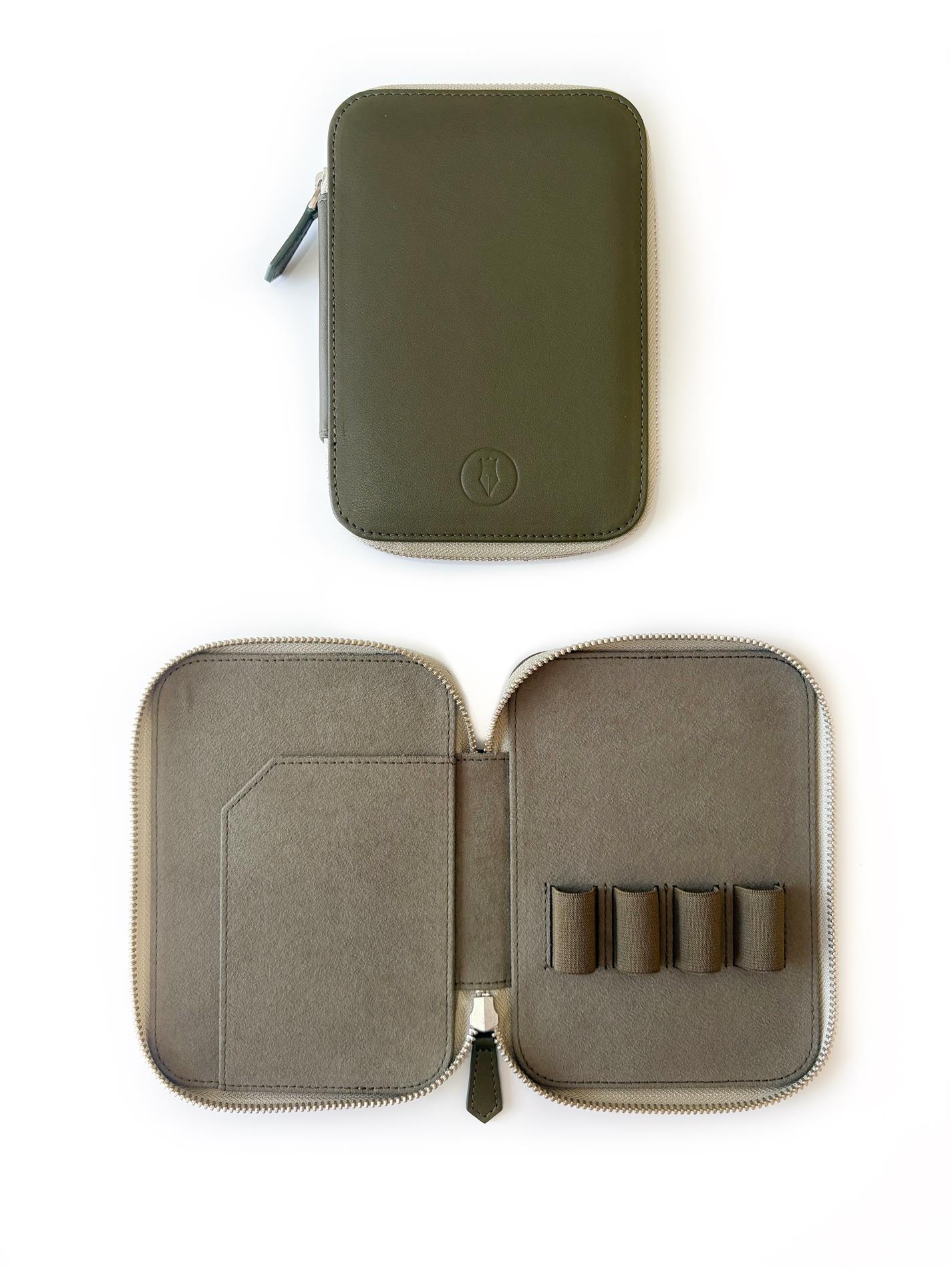 Eng Leather A6 Ebatlı 4'lü Kalem Kılıfı Olive Green