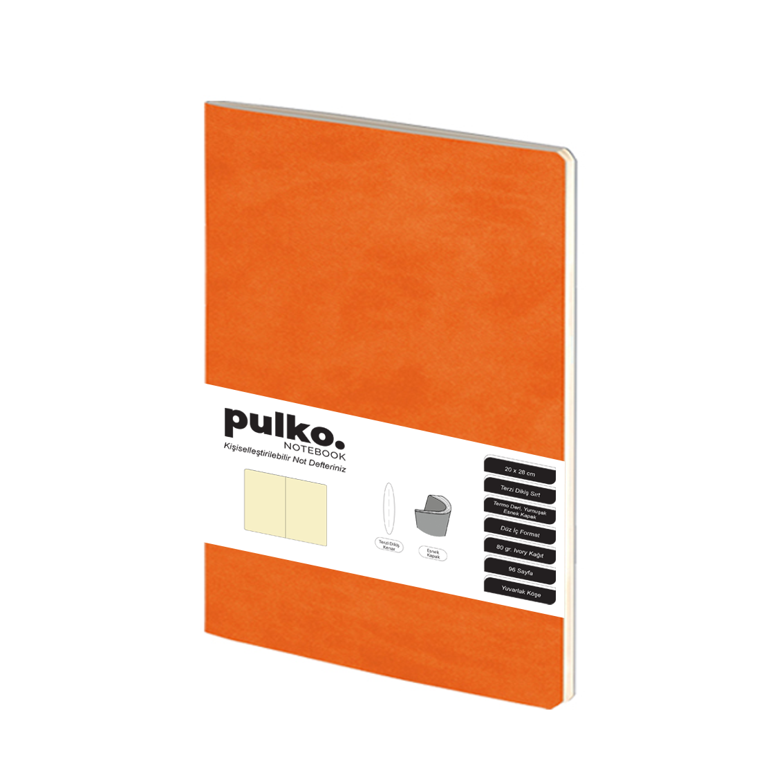 Pulko Terzi Dikiş 20 x 28 cm Çizgisiz 80 gr Ivory Defter Turuncu
