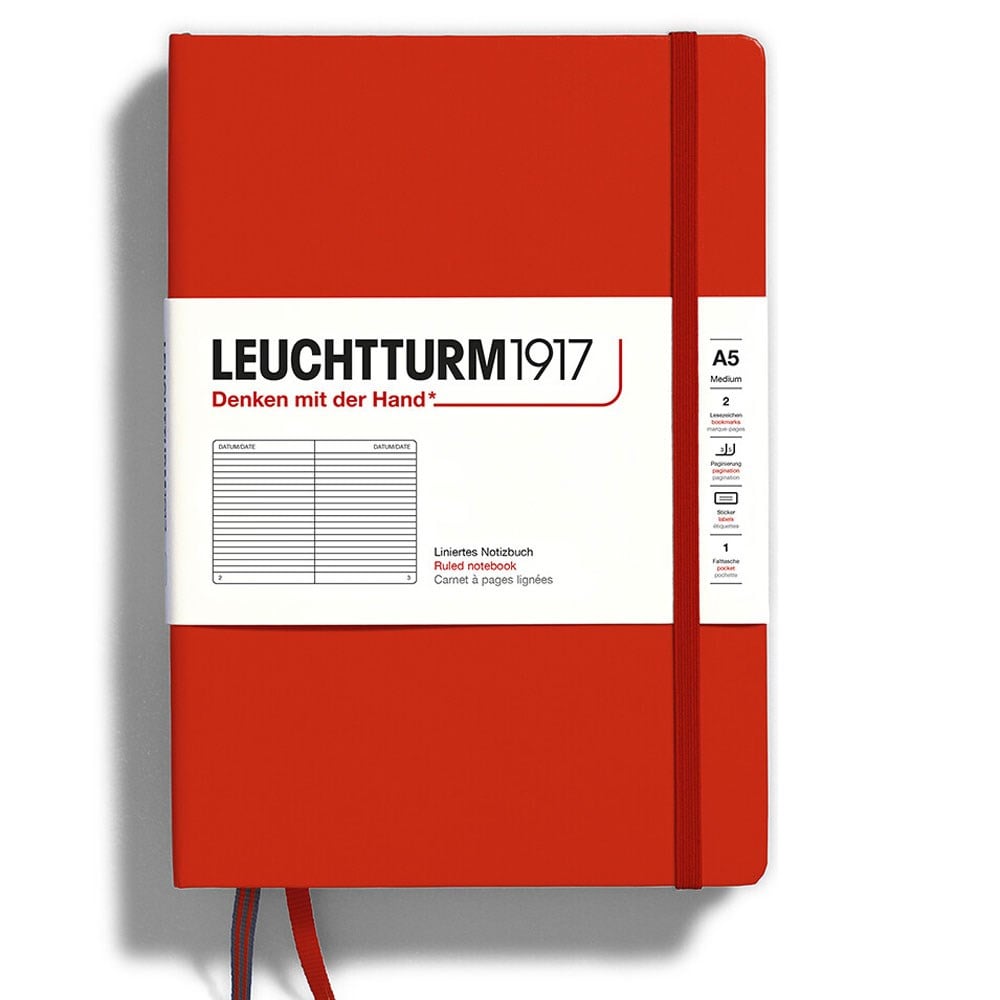 Leuchtturm1917 Doğal Renkler Serisi Not Defteri, Orta Boy (A5), Sert Kapak, 251 Numaralandırılmış Sayfa, Çizgili, Fox Red 367252