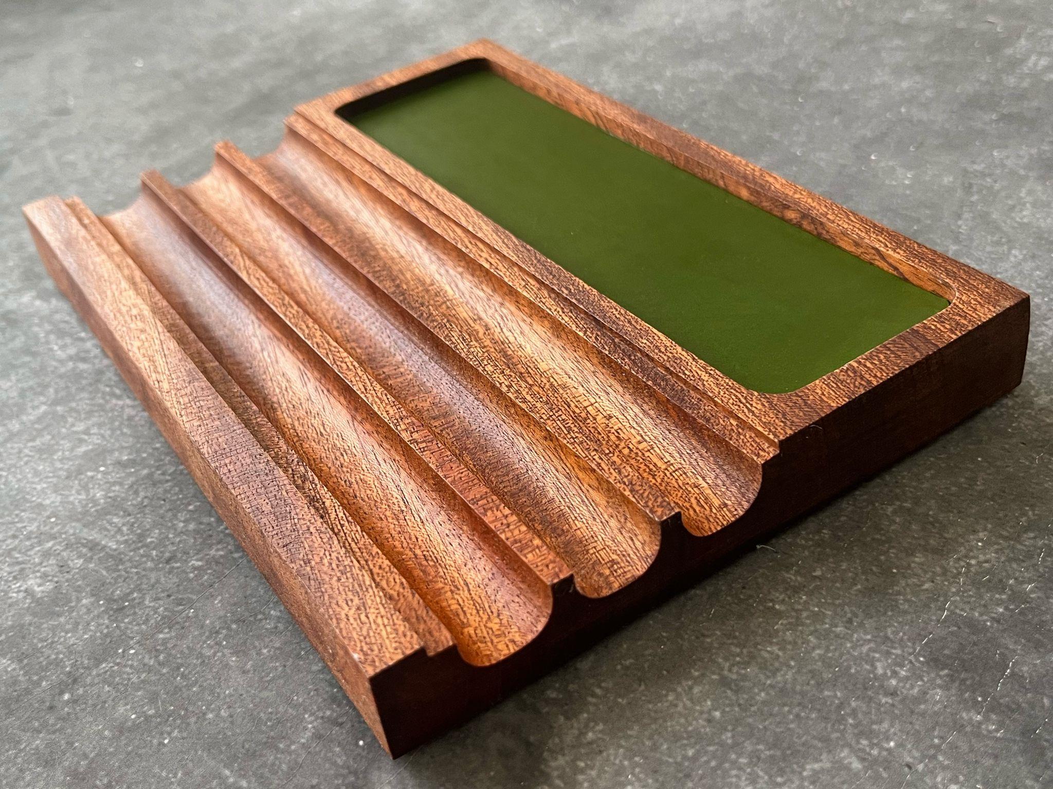 Aegan Leather Maun Kalem Tepsi & Mürekkep Standı  Yeşil