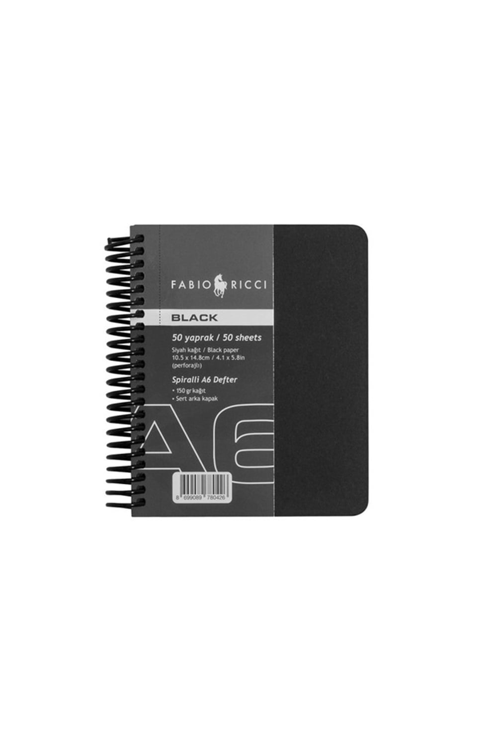 Fabio Ricci Black A6 Spiralli çizim defteri