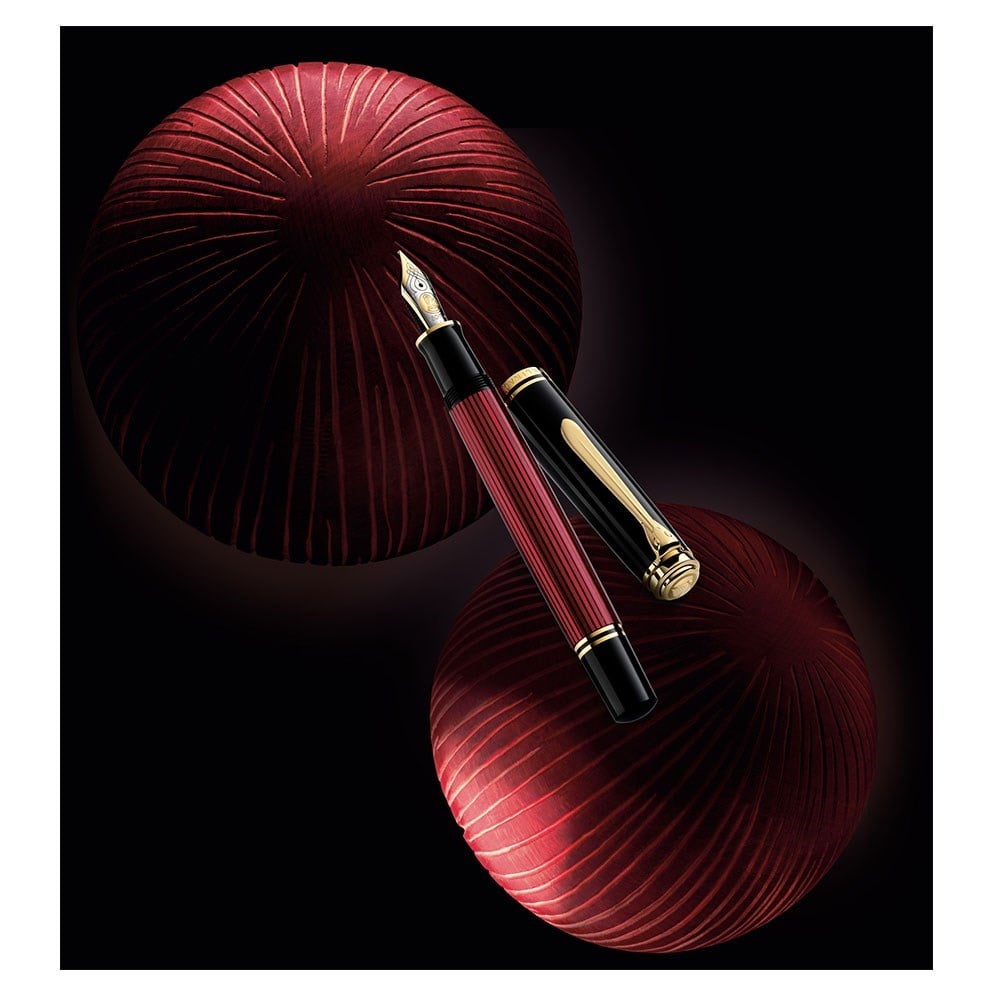 Pelikan Souveran M800 Red Black Fountain Dolma Kalem EF Uç