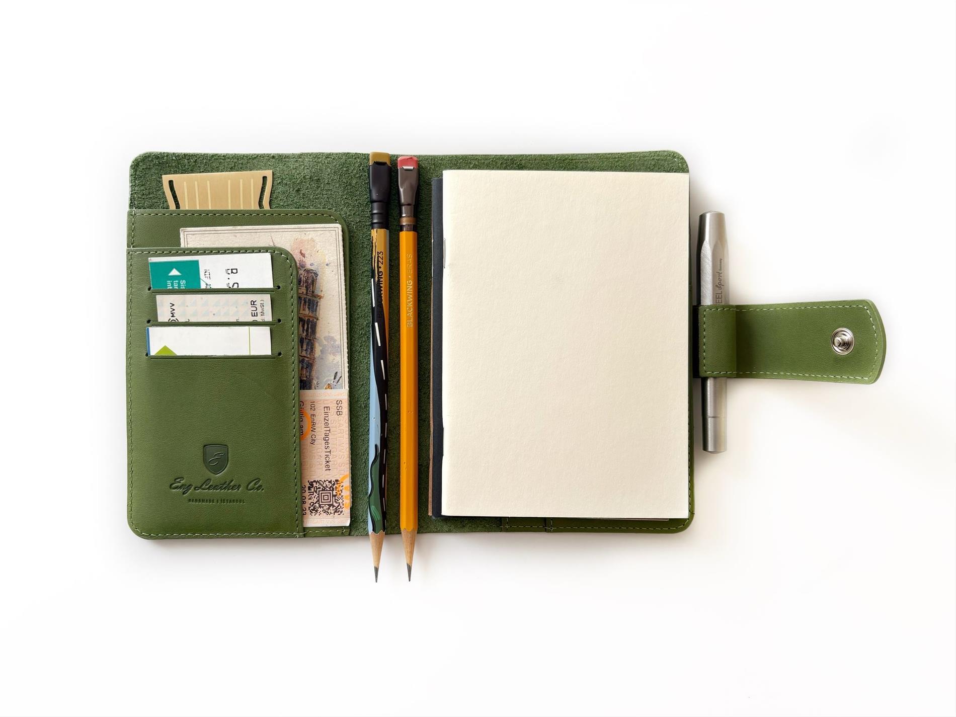 Eng Leather A6 Ebatlı Deri Defter Kılıfı ve Organizer - Spring Green
