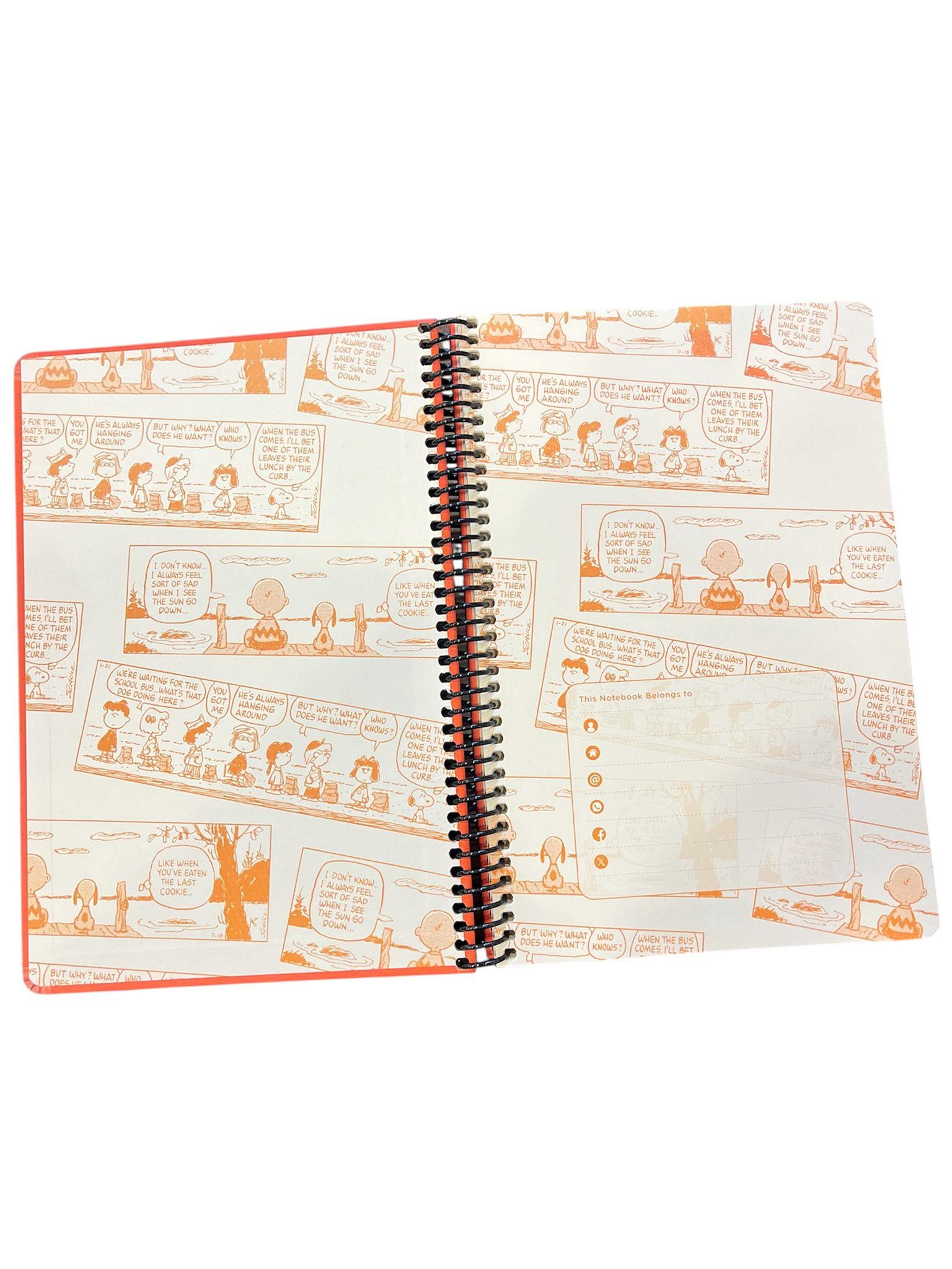 Gıpta Sert Kapaklı 17 x 24 cm 96 Sayfa Çizgili Telli Defter Snoopy Turuncu
