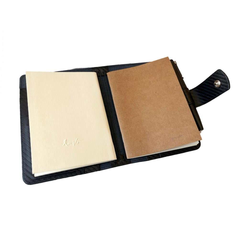 Eng Leather Saffiano Deri Koleksiyonu  A6 Defter & Kalem Çantası Carbon Black
