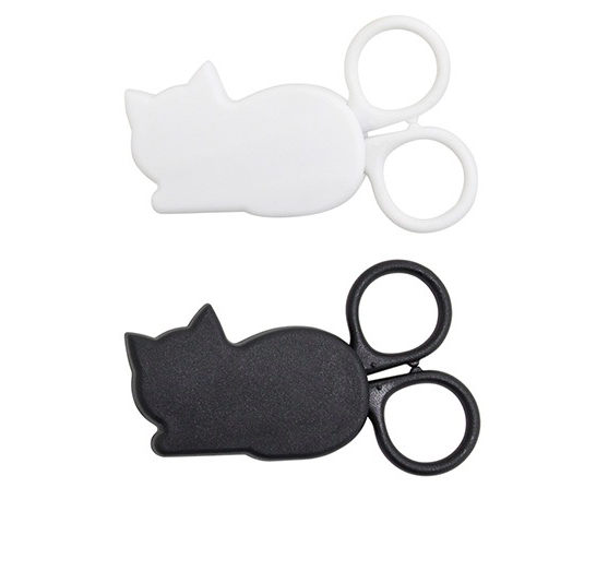 Daiso Mini Scissors with Magnet Lazy Cat Makas Siyah
