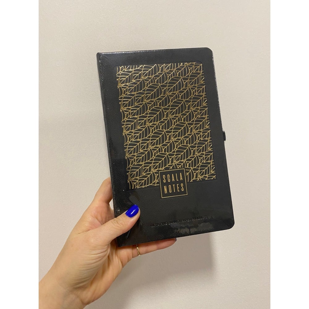 Gıpta Scala Notes Çizgisiz Defter - Altın Küçük Yapraklar Siyah