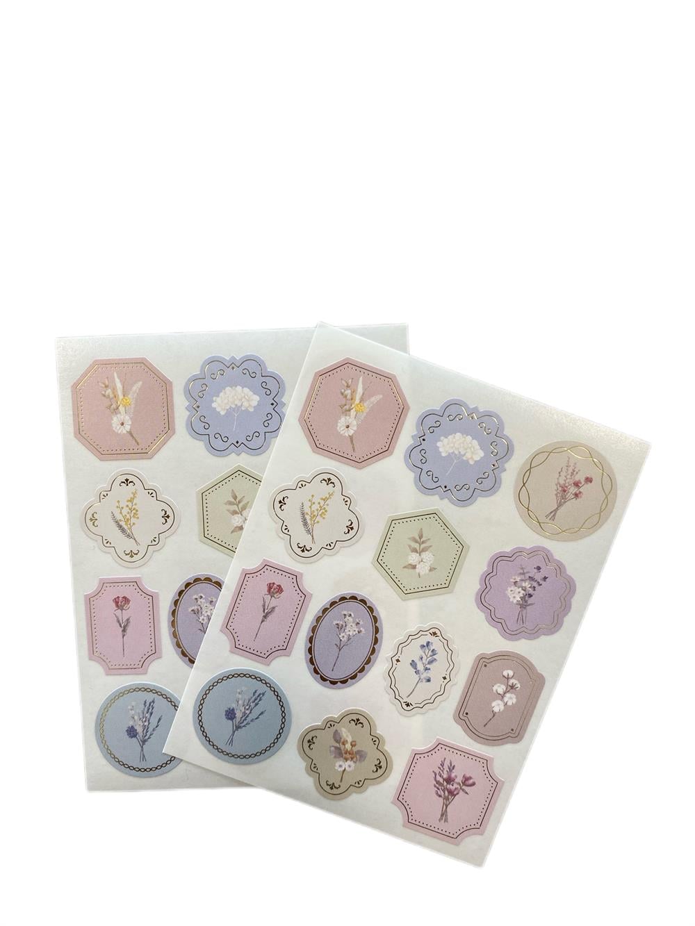 Golden Frame Flower Sticker Set- 52 Parça