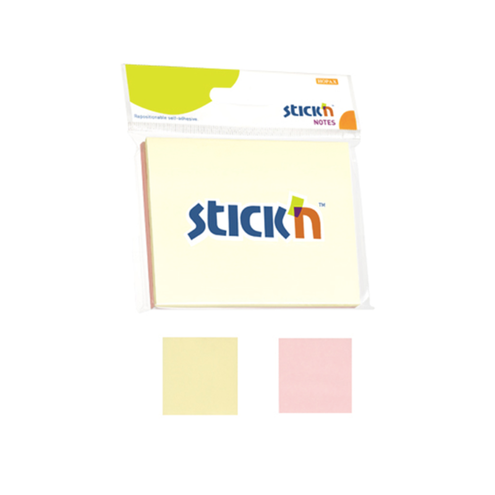 Hopax Stickn Yapışkanlı Not Kağıdı 2 Farklı Pastel Renk 100 Yaprak