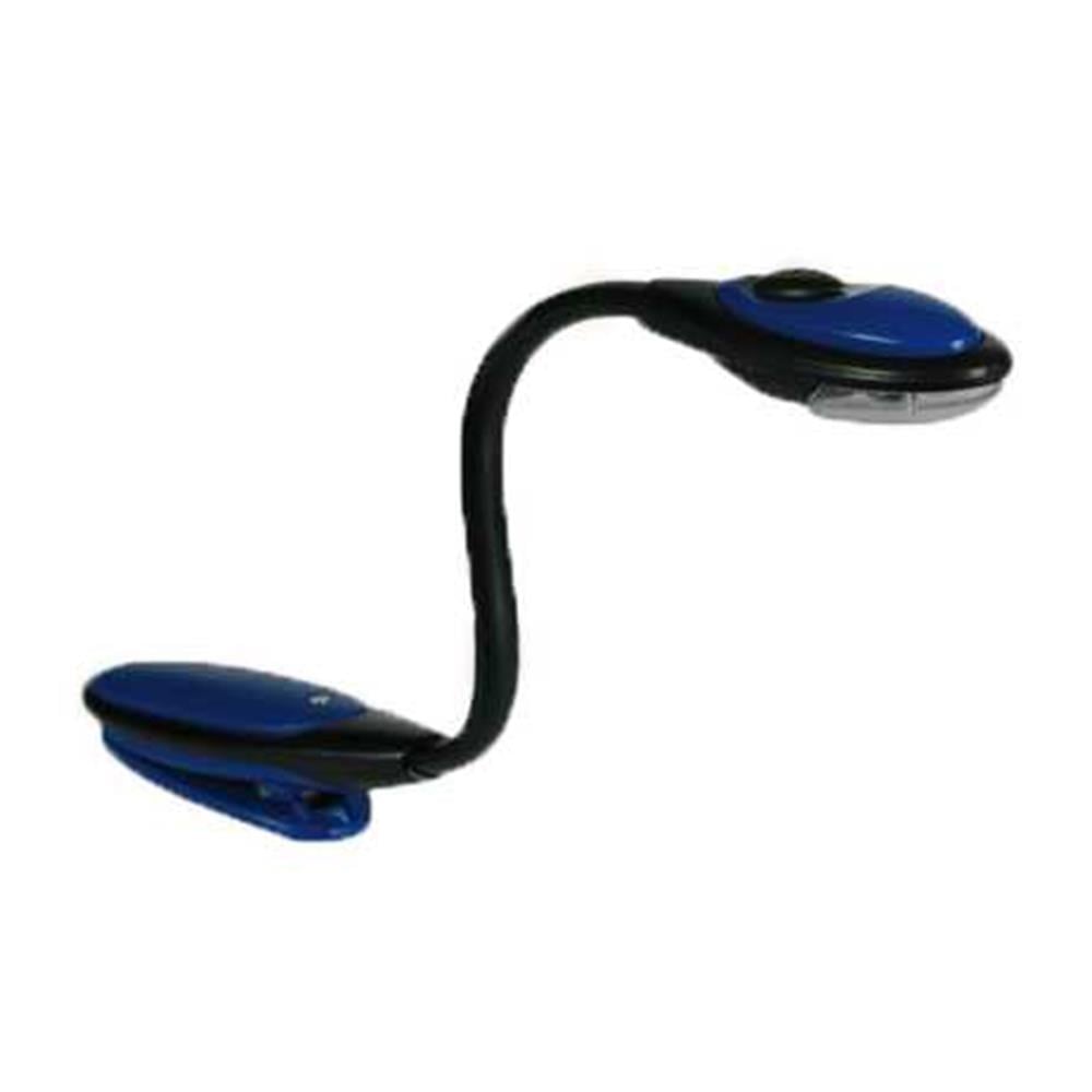 İki Led Işıklı Klipsli Kitap Okuma Lambası Mavi
