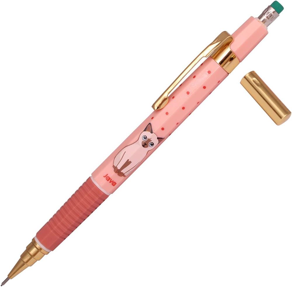 Java Naong Style Cat Character Mekanik Uçlu Kalem 0.5 mm Somon