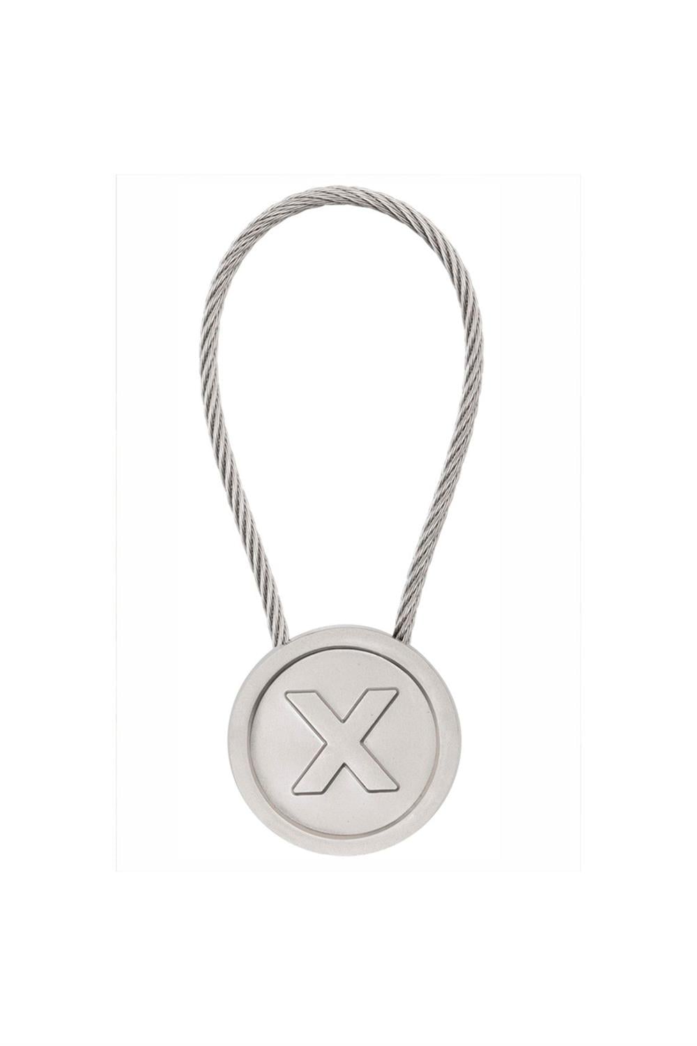Laton X Anahtarlık, Paslanmaz Çelik Örgülü Kablo, Metal Krom Kaplamalı, Saten Nikel, Çinko Alaşım 