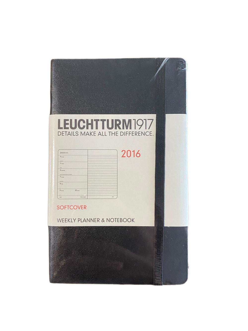 Leuchttrum 1917 Haftalık Ajanda A5 2016, Sert Kapak, Arka Cepli, 144 Sayfa, Kitap Ayraçlı, Sticker Seti Siyah