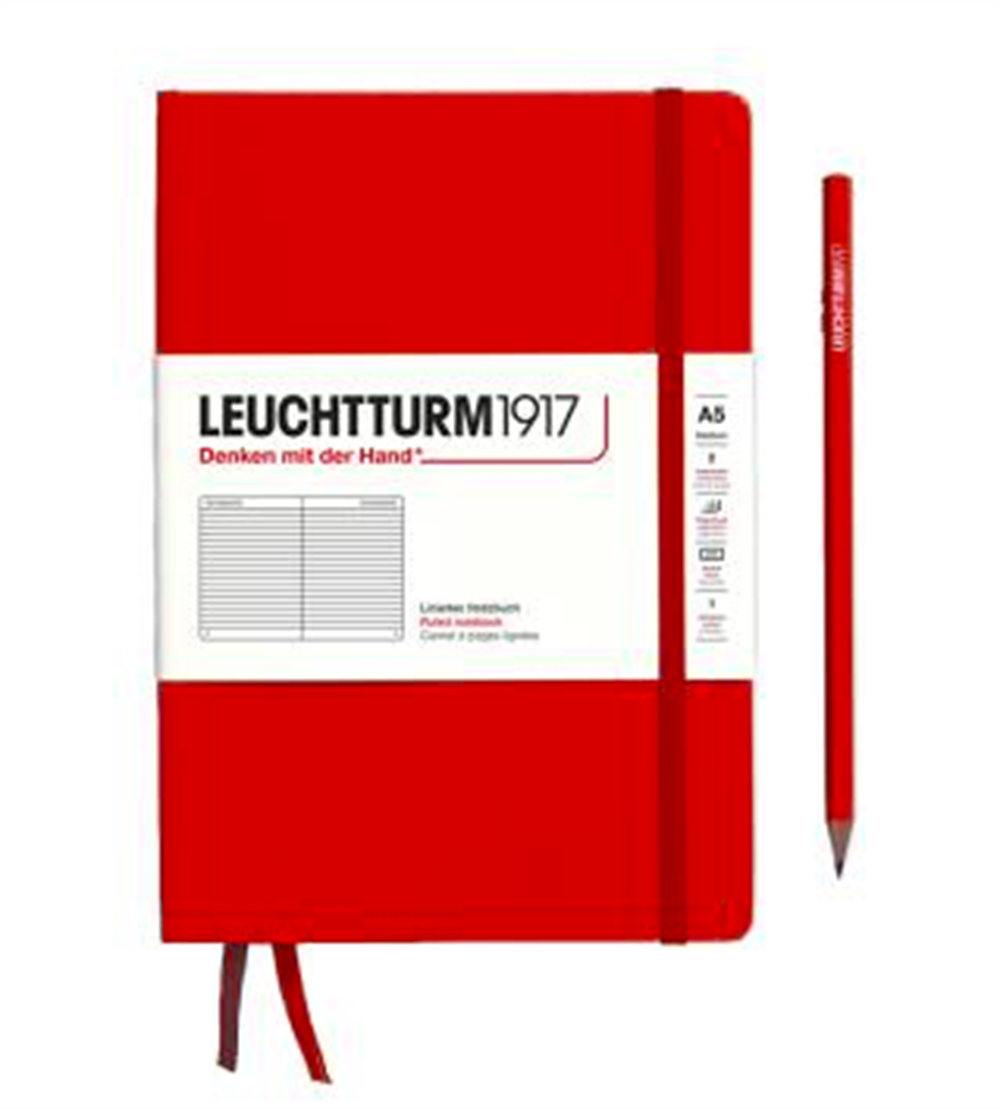 Leuchttrum 1917 Medium(A5) Sert Kapak, 251 Numaralandırılmış Sayfa Defter Fox Red 367251