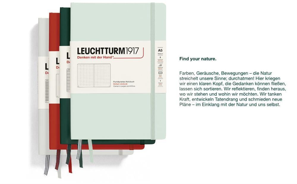 Leuchttrum 1917 Medium(A5) Sert Kapak, 251 Numaralandırılmış Sayfa Defter Mint Green 367259