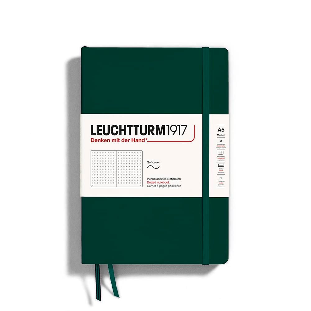 Leuchttrum 1917 Medium(A5) Yumuşak Kapak, 123 Numaralandırılmış Sayfa Defter Forest Green