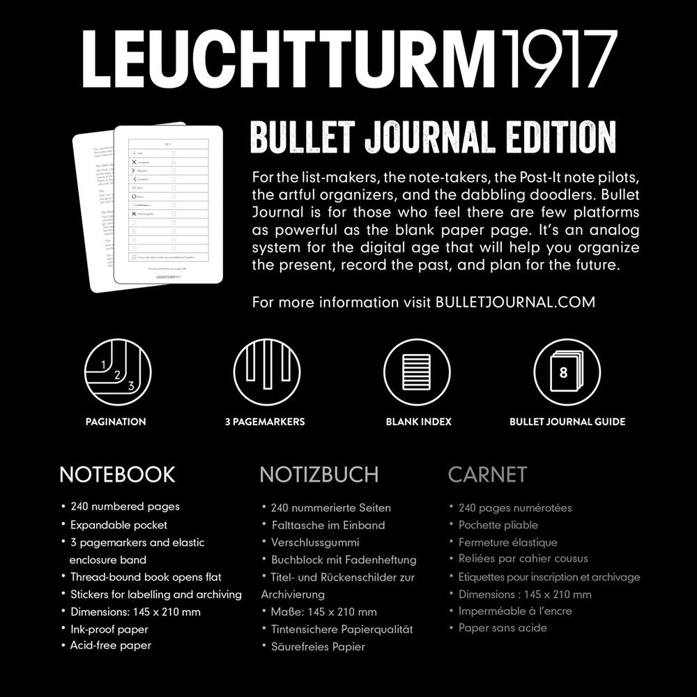 Leuchtturm 1917 Bullet Journal Edition 2 A5 Sert Kapak 240 Noktalı Sayfalar Siyah