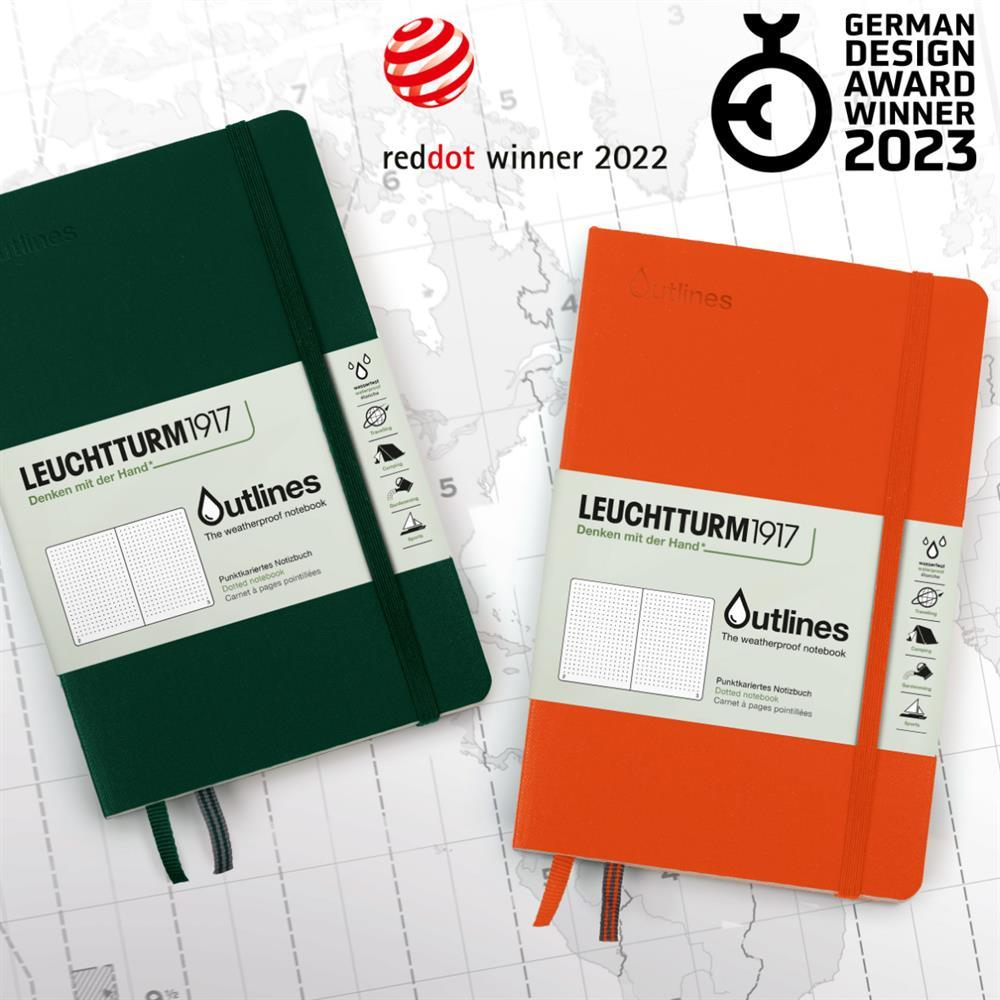 Leuchtturm1917 Outlines, Hava Koşullarına Dayanıklı B6+, Yumuşak Deri Kapak Walden Green Defter