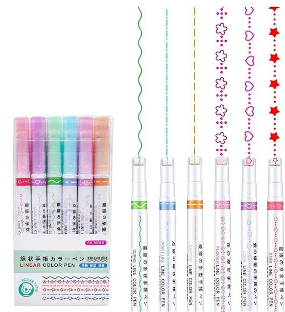 Linear Color Pen Altı Farklı Desenli Kalem Seti