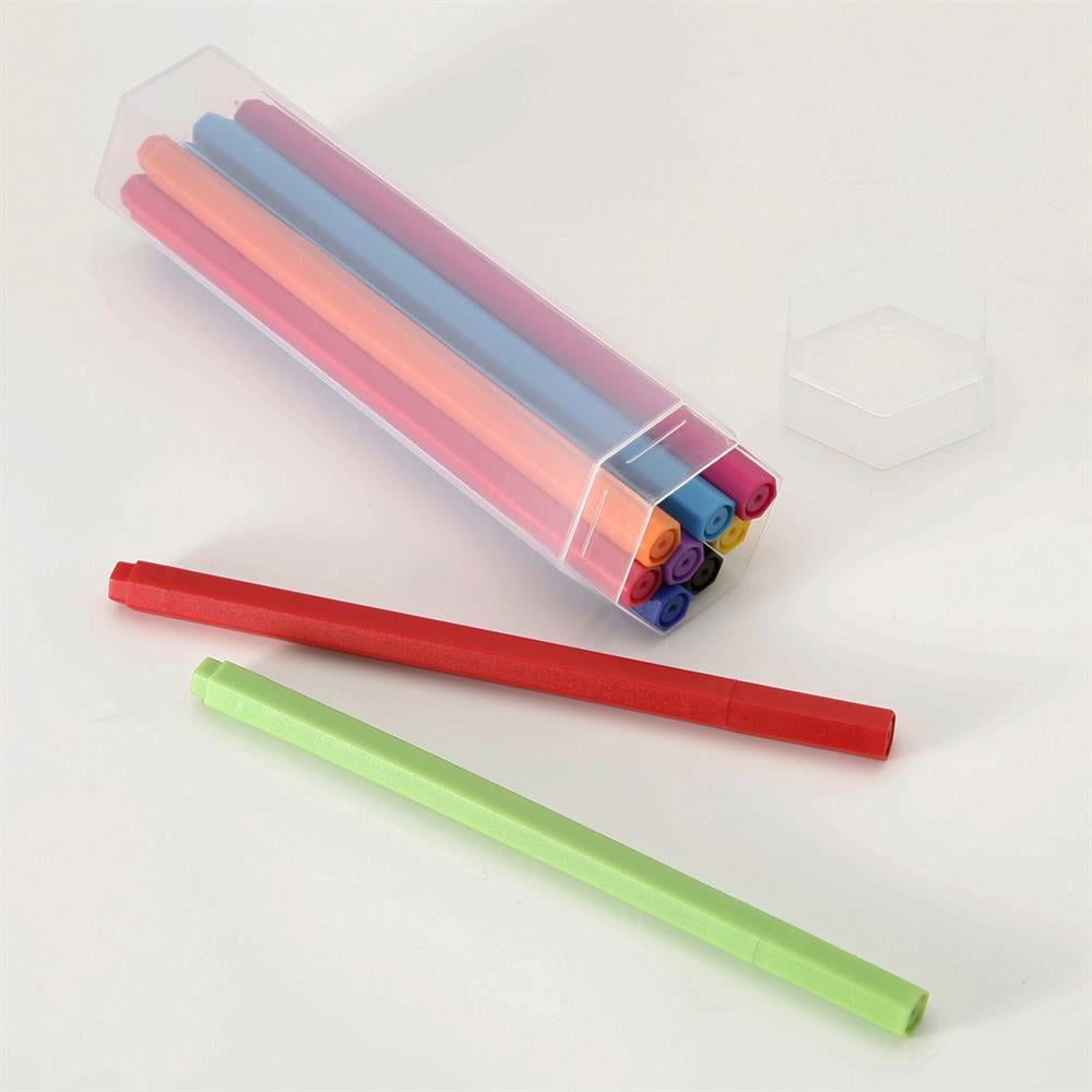 Muji Su Bazlı Hexagon 10'lu Keçeli Kalem Seti