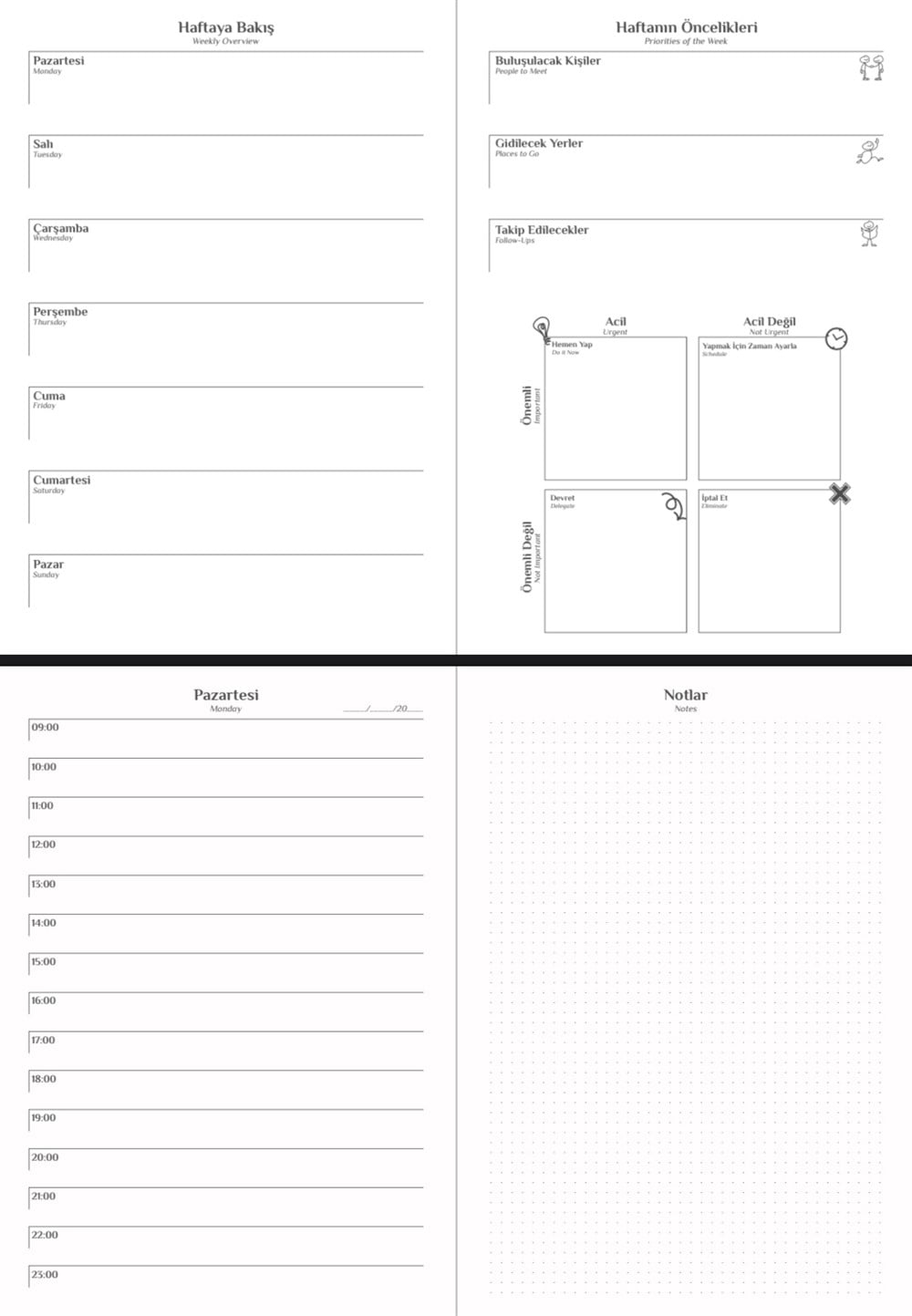 Remember Siyah Planner    Yıllık Tarihsiz Ajanda