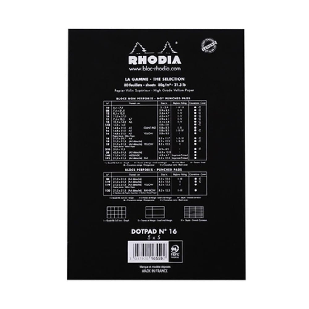 Rhodia No:16 A5 Noktalı Siyah Zımbalı Bloknot Defter