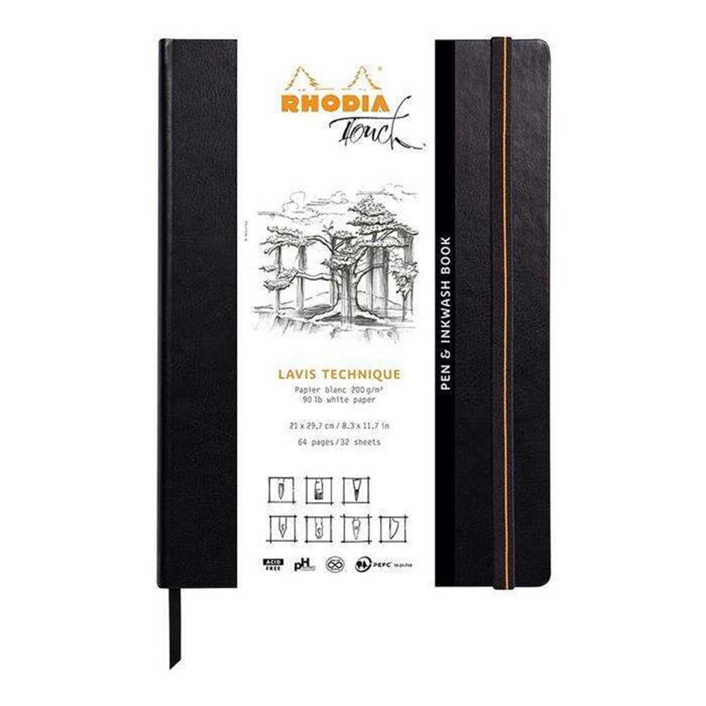 Rhodia Touch Lavis Technique Pen & Inkwash Book 200 g A4 32 Yaprak