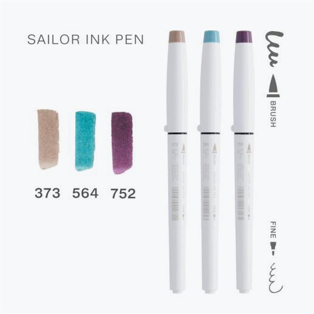 Sailor Ink Pen 3'lü Set - Purple, Mint and Grey