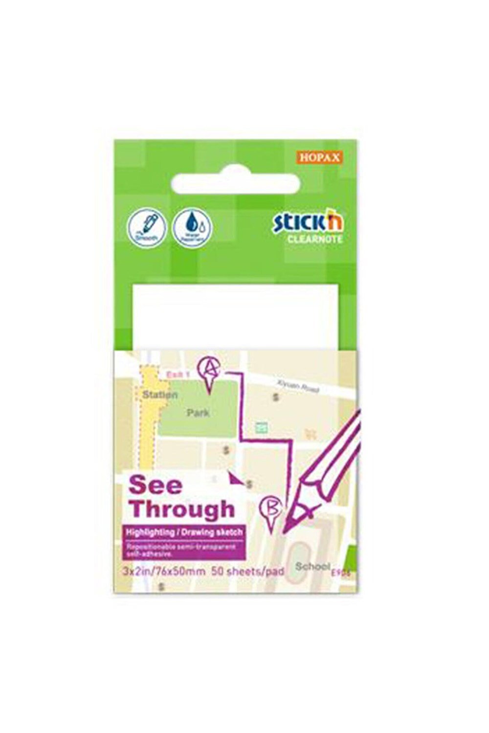 Stickn Şeffaf Yapışkanlı Not Kağıdı Saydam 76x50 mm