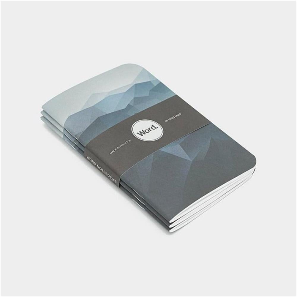 Wordnotebook 3'lü Cep Boy Blue Mountain Çizgili Defter 9x14cm