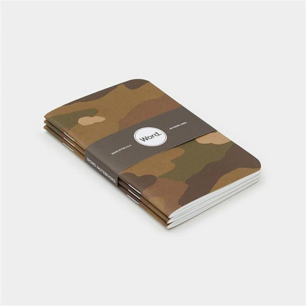 Wordnotebook 3'lü Cep Boy Camo Kamuflaj Çizgili Defter 9x14cm