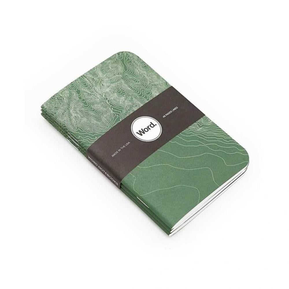 Wordnotebook 3'lü Cep Boy Green Terrain Yeşil Çizgili Defter 9x14cm